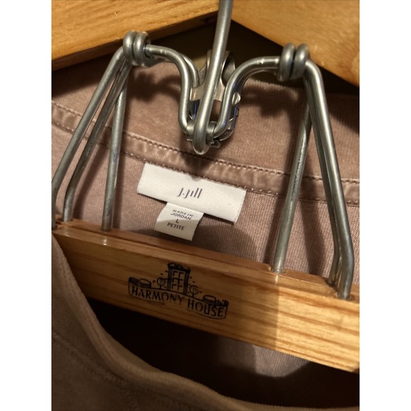 J. Jill Sweatshirt Women's Petite L Pet Tan Velvet Cotton Long Sleeve Crew Neck - Picture 2 of 2